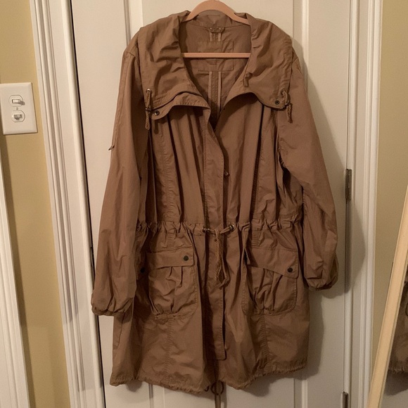Eddie Bauer khaki utility jacket drawstring waist & hem large pockets size 4x - Picture 1 of 15